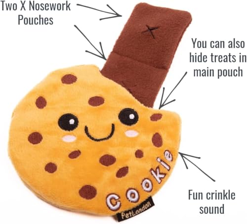 Pet London Nosework Cookie Dog Toy-Hide & Seek for treats, snuffle and encourage foraging for dogs, plush soft toy with crinkle sound - Image 4