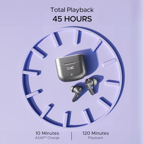 Image of Boat Airdopes 91, 45HRS Battery, 50ms Low Latency, ENx Tech, Fast Charge, IPX4, IWP Tech, v5.3 Bluetooth Earbuds, TWS Ear Buds Wireless Earphones with mic (Mist Grey)