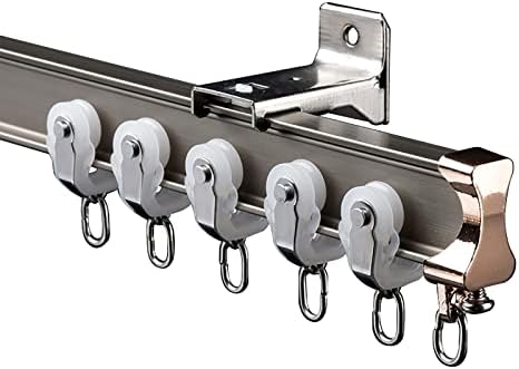 Heavy-Duty Aluminum Flexible Curtain Track - Bendable L/U Shape Rod with Multi-Pulley System for Room Dividers, Perfect for Bedroom, Living Room, Bay Window, Hospital, Patio - Ceiling Mount, 1.5m...
