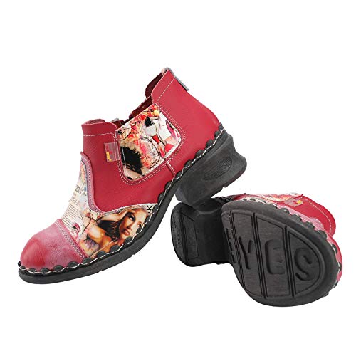 TMA EYES Women's Leather Ankle Booties Casual Shoes Pull on with Zipper for Outdoor4