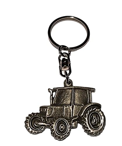 Porte-clés Tracteur de ferme dans une pochette cadeau en organza noir.