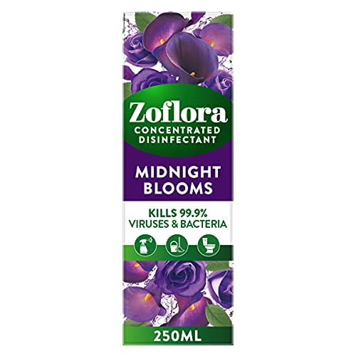 Zoflora Midnight Blooms Concentrated Multipurpose Disinfectant Liquid, Antibacterial & Multi-Surface, Pet Safe Disinfectant, Kills 99.9% Of Bacteria & Viruses, 1 X 250 ml