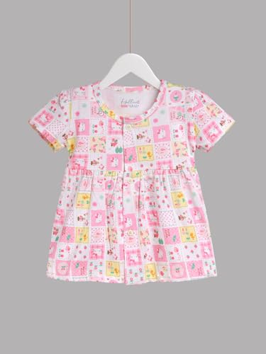 Image of HELLCAT 100% Cotton Baby Frock Dress for Girls - Pack of 3, Soft & Trendy, Short Sleeve