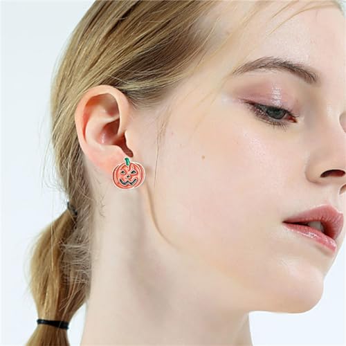 coadipress 3 Pairs Halloween Stud Earrings Set for Women Cute 925 Sterling Silver Spooky Halloween Ghost Black Cat Jack Pumpkin Holiday Earrings Jewelry Gifts2