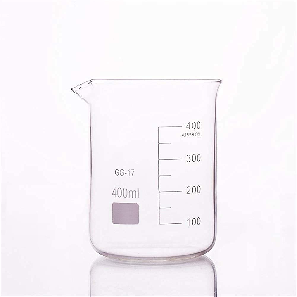 3 pezzi 400 ml bicchiere di vetro in forma bassa per laboratorio di chimica scala misurazione laboratorio ispessito istruzione forniture per ufficio misurazione (400 ml)