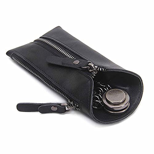 Portefeuille en cuir pour clés de voiture zippé et compact pour homme