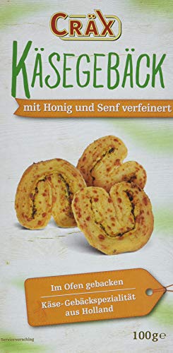 Cräx - Cräx Käsegebäck mit Senf und Honig - Knusprige Cheese-Snacks, im Ofen gebacken - Knabberzeug, Snack-Gebäck, Spezialitäten aus Holland - Ideal für Party- und Heimkino-Abende - 10er Pack (10 x 100 g)