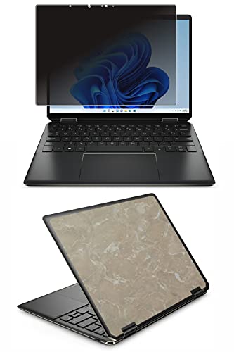 2点セット【画面+天板】ClearView HP Spectre x360 14-ef 14-ef0000 / 14-ef2000 2022/23年モデル対応 覗き見防止 (上下左右4方向) +スキンシール 保護 フィルム 傷防止 日本製 [マーブル スト