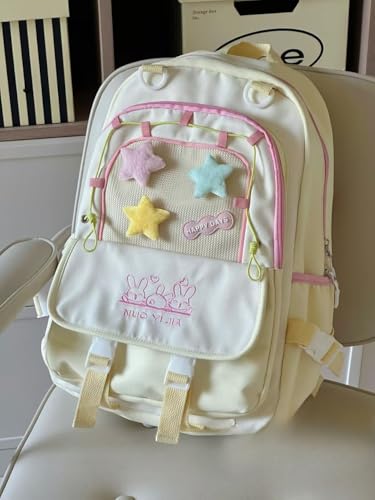 Kawaii Star Y2K Backpack for Girls Teen Women High School Student Daypack for Travel Casual Bookbag (Yellow)2