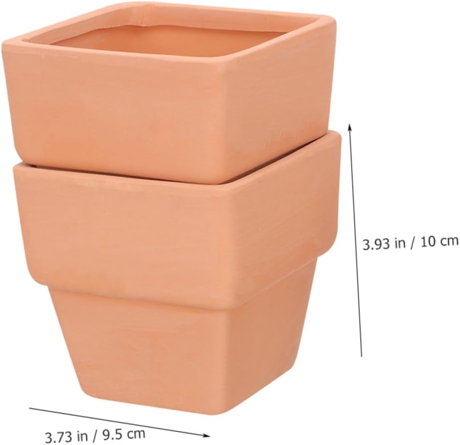 VILLCASE Red Pottery Square Succulent Plant Pot 10.5x9cm Indoor Cactus Planter Terracotta Flower Pot Home Desktop Plant Holder