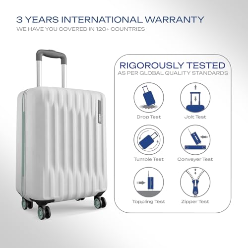 Image of Safari Ray Neo 8 Wheels 55cm Cabin Trolley Bag, Hard Case Polycarbonate, Carry On 360 Degree Wheeling Luggage for Men & Women, Travel Bag, Suitcase for Travel, Trolley Bags for Travel, Cloud Grey