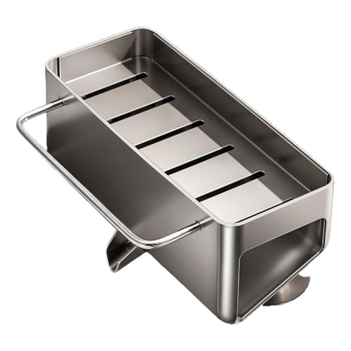 Soporte para esponja de acero inoxidable con ventosa para el área del lavabo 2