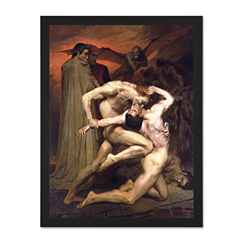 William Adolphe Bouguereau Dante Virgil In Hell Old Art Painting Large Framed Art Print Poster Wall Decor 18x24 inch Supplied Ready To Hang