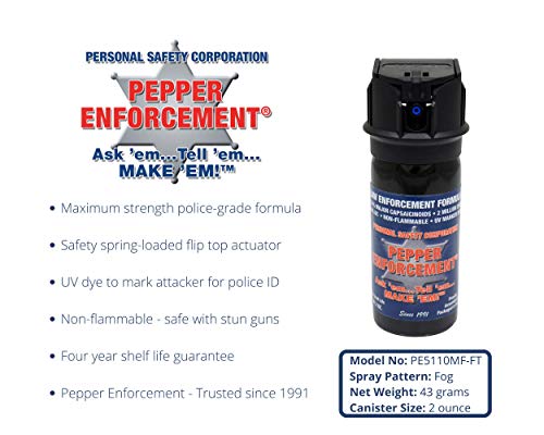 Pepper Enforcement Pe510Mf-Ft Fogger Pepper Spray For Self Defense - Maximum Strength 10% Oc Formula - Emergency Personal Protection & Safety #TOP1