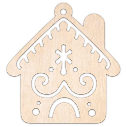 Creative Deco Formas Navideñas Personalizadas de Contrachapado o MDF | Casita de Jengibre | 5-100 cm | Madera Contrachapada 3mm | Recortes con Láser | Decoración Navidad | Decoupage Pared Puerta