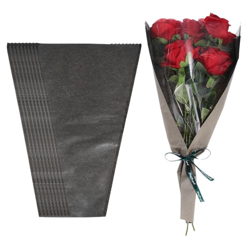 Sac d'emballage de fleurs en papier kraft noir PATIKIL pour bouquet de mariage et fête