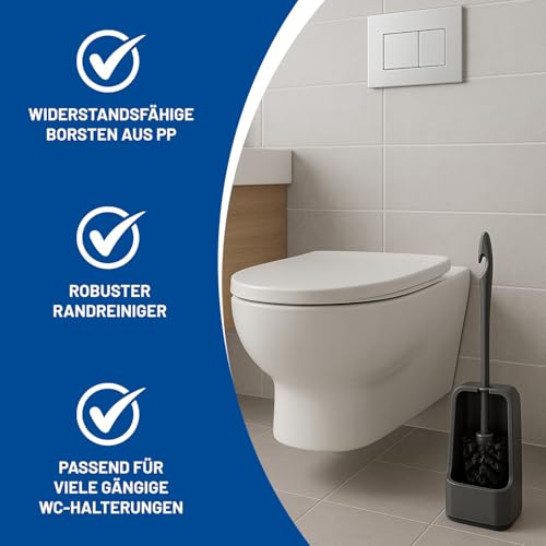 Rival 4er Set WC-Randreinigerbürste Smart Line mit PP-Borsten – Toilettenbürste mit ergonomischem Griff – Klobürste für schnelle & gründliche Reinigung – WC Bürsten Set mit Randreiniger