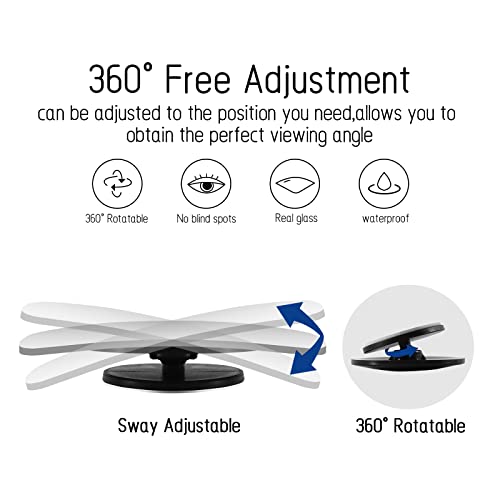 2 pcs Blind Spot Mirrors, HD Glass Convex 360° Wide Angle Side Rear View Mirror with ABS Housing for Cars SUV and Trucks