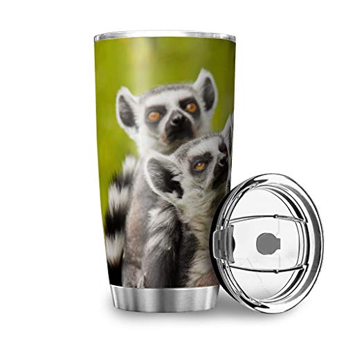 Generic Branded Animal Lemurs Reisebecher Kaffeetasse Edelstahl Becher Geschenke für Freunde für Eisgetränke & Heißgetränke weiß 600 ml Cover