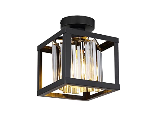 Meinewunschleuchte - led Deckenlampe mit Rauchglas Kristallen 1-flammig Metall schwarz