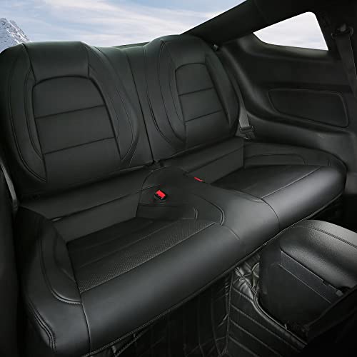 Image of GIANT PANDA Customized Full Set Car Seat Covers Fit Ford Mustang Coupe Hardtop 2015 2016 2017 2018 2019 2020 2021 2022 2023 2024 2025 2026- (Black)
