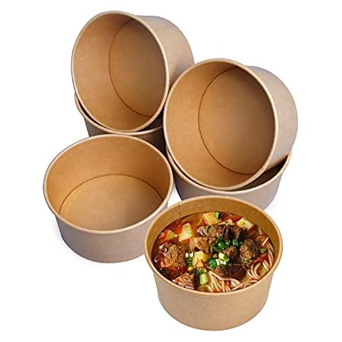 35 Oz Large Paper Bowls, 50 count Disposable Salad Bowls Party Supplies for Hot/Cold Food, Soup Cover