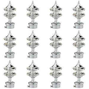 RKOING Diamond Finished Steel Curtain Bracket Parda Holder Rod Pocket Finials Designer Door and Window Rod Support Fittings (Pack of 12, Silver)