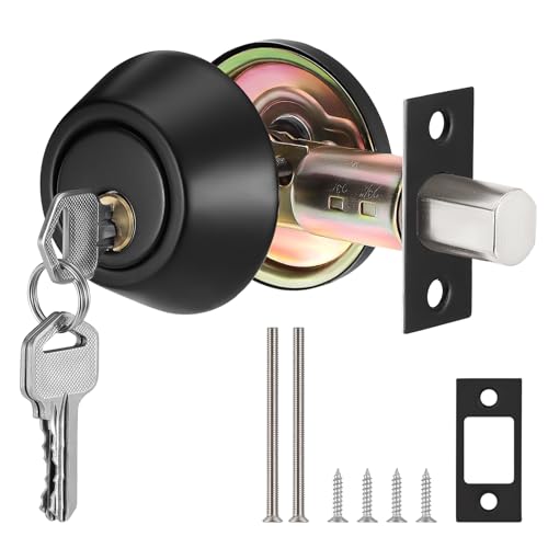 Knpwer Pomo di porta con serratura - Pomello rotondo in metallo girevole con maniglia