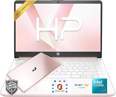 HP 14" Rose Gold Laptop with Copilot AI • Intel 4-Core N150 Processor • 4GB RAM • 128GB SSD + 1TB OneDrive • Microsoft 365 • Windows 11 • Lightweight & Portable Laptop