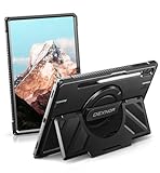 Dexnor Case for Samsung Galaxy Tab S10 Ultra/S9 Ultra/S8 Ultra 14.6 inch, Rugged Protective Case with 360° Rotating Hand Strap & Large Stand & Screen Protector & S Pen Holder Full-Body Cover, Black
