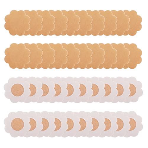 Sibba Breast Petals Stickers, 40 Pcs Nipple Covers, Beige, Non-woven Fabric, Self-adhesive, Waterproof, Reusable, for Swimming, Sports, Everyday Wear2