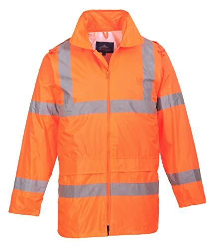 Portwest Uh440 Men's Lightweight Waterproof Hi Vis Reflective Rain Jacket Orange, 4X-Large #TOP1