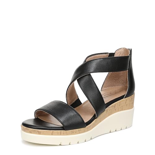 Naturalizer SOUL Women's Goodtimes Wedge Sandal Black 7.5 M