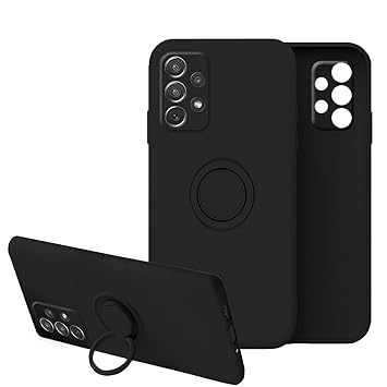 Compatible with Samsung A32 5g Case Silicone Shockproof Cases for Samsung Galaxy A32 5g Phone Case Cute Anti-Scratch TPU Protective Case with Ring (Black, Samsung A32 5g)
