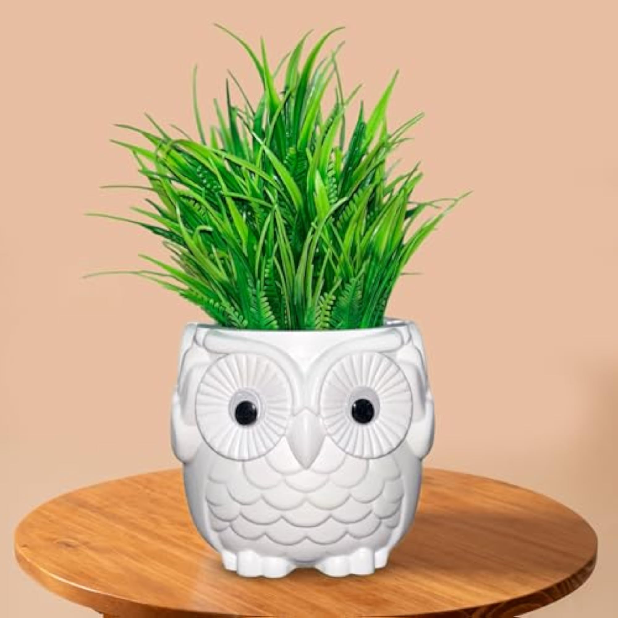 Faux Plants in Cute Owl Shape Pot for Gift Item