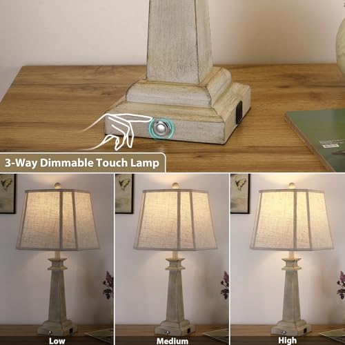 Hapcrea 27.5" Farmhouse White Table Lamps Set of 2 for Living Room Bedroom - image 2