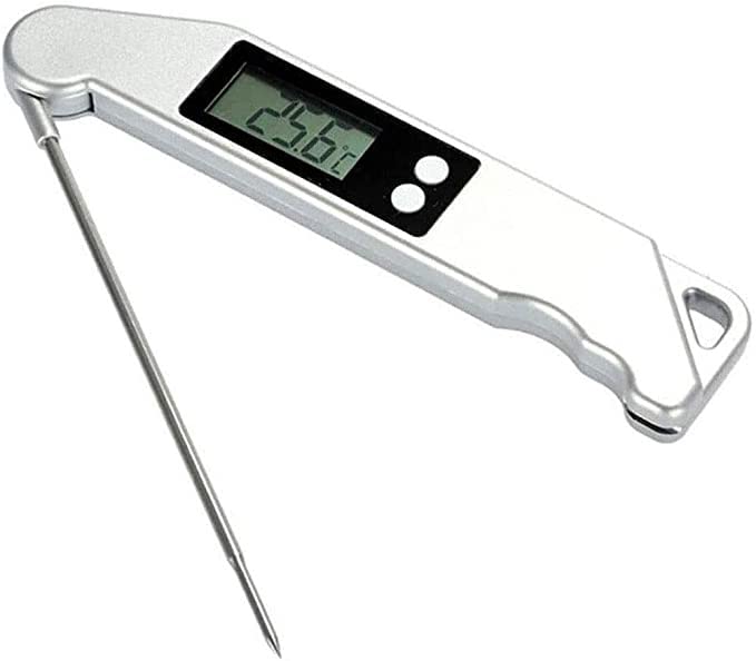 Termometro a lettura istantanea digitale, BBQ Termometro con retroilluminazione e sonda pieghevole, cucina for alimenti da cucina Uso for grill, fumo, liquido, caramelle, argento