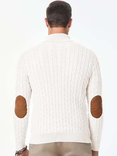 JMIERR Men's Cable Knit Pullover Sweater Casual Long Sleeve Stand Collar Button Knitted Sweaters2