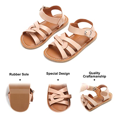 Image of Felix & Flora Toddler Girl Sandals - Little Girl Easter Dress Shoes Lightweight Open Toe Beach Holiday Flats