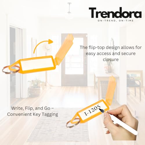 Image of 50 Pcs Key Tag Multicolor Keyring & Keychain With Name Tag Labels Assorted Keychain With Two Side Id Label And Split Ring For Office, Home Key