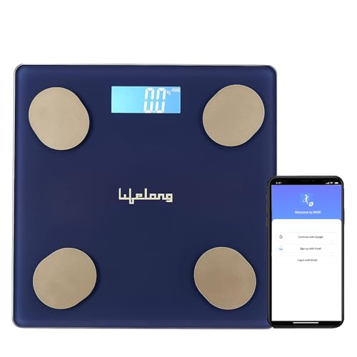 Image of Lifelong Smart Weighing Scale with BMI & 18 Measurement Functions with Lifelong Smart Home App-Bluetooth Sensor Technology | Electronic Weight Machine | Battery Included (LLWS36, Blue)