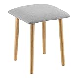 [en.casa] Sitzhocker Hocker gepolstert 45,5x36x36 cm Polsterhocker Holzhocker Hellgrau