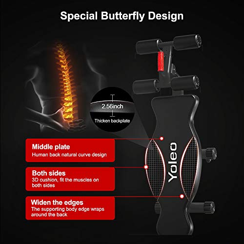 YOLEO Adjustable Weight Bench - Foldable Workout AB Bench for Home Gym, Incline/Decline/Flat Perfect for Bench Press, Sit-ups, Leg Lifts, Full Body Fitness