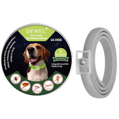 DEWEL 63.5cm Leuchtendes Zeckenhalsband für Hunde, Zeckenhalsband Leuchthalsband Hund Verstellbar Floh-und Zecken Prävention Halsbänder Wasserdicht Fluoreszierendes Flohhalsband gegen Ungeziefer