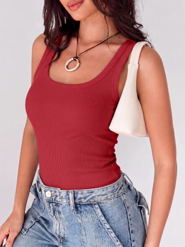 Image of ANRABESS Womens Square Neck Ribbed Tank Tops 2026 Summer Sleeveless Shirts