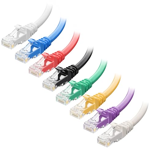 Cable Matters 1Gbps 8-Pack Snagless Cat 5e Ethernet Cable, 3ft, Multicolor
