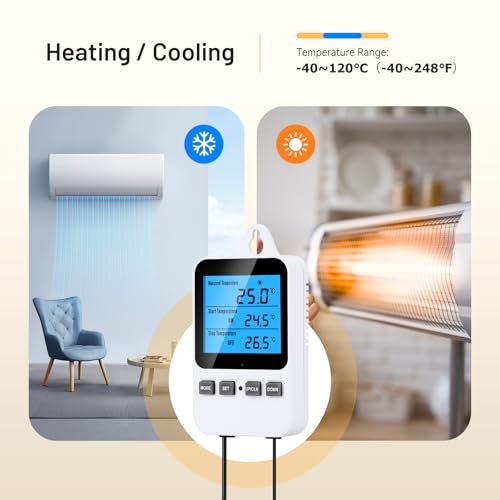 Image of INKBIRDPLUS Split-Type Temperature Controller for Brewing Reptile (EU Plug) | Digital Heating Cooling Thermostat with Backlit LCD, Periodic Timing Control, High and Low Temperature Alarms