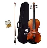 BAMBOO, Violín 3/4 Brillante con Brea, Arco y Estuche Rígido - Ideal para Estudiantes y Principiantes