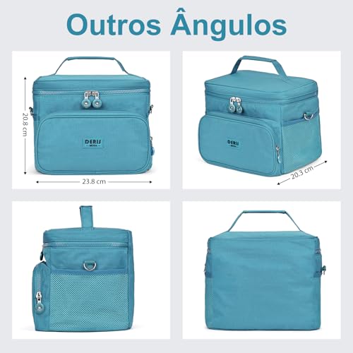 Bolsa Lancheira Térmica Adulto para Marmita - Ideal para Trabalho, Passeios e Academia (DR-AZUL CLAR