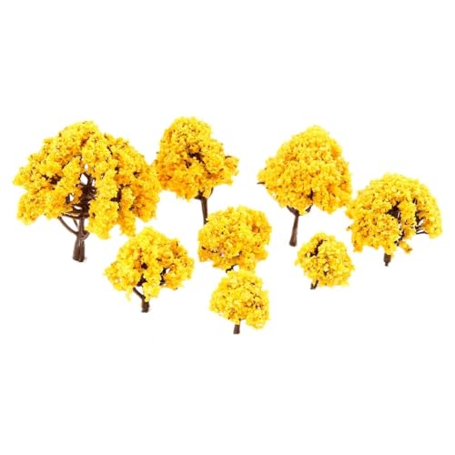 20 model trees train paysage d'automne avec fleurs oranges HO OO - 2